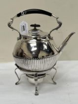 A Victorian silver kettle on stand with spirit burner. London 1889. 12" high. 40ozs gross