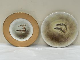 A Royal Crown Derby plate and a Royal Doulton plate, decorated with a Pike or Samlet fish. 9½"