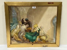 EUROPEAN SCHOOL. 20TH CENTURY. Bathers in a harem. Oil on canvas 18" x 22".