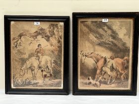 Two Hogarth framed prints after George Morland. 20" x 15" and smaller.