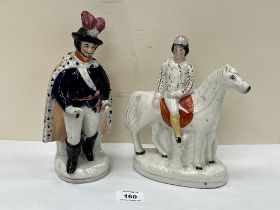 Two 19th century Staffordshire figures. 9½" high and smaller.