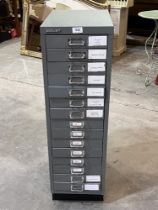 A Bisley metal 15 drawer filing cabinet