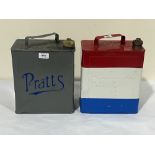 Two vintage petrol cans - Pratts and Regent