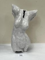 GILL BLISS. BRITISH CONTEMPORARY. A crackle glazed figure of a female form. Signed. 13½" high.