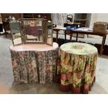 A Laura Ashley dresing table with triptych mirror, together with a centre table hung with curtain
