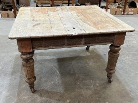 A Victorian table on turned legs. 45" long.