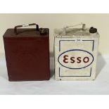 Two vintage petrol cans - Esso and Shell Mex