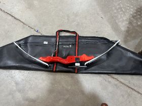 A York target bow with 8 arrows and storage bag