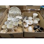 Two boxes of ceramics to comprise Aynsley Cottage Garden, Wedgwood black jasparware, Royal