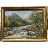 J. CASSELL HUTCHINSON. BRITISH 20TH CENTURY. A river landscape. Signed and dated '66. Oil on board