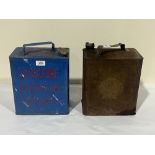 Two vintage petrol cans- Carburne Motor Spirit and Shell