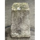 A limestone staddle stone base. 18" high