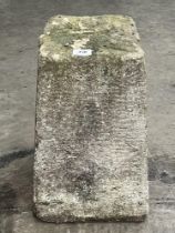 A limestone staddle stone base. 18" high
