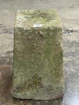 A limestone staddle stone base. 18" high