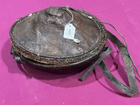 A polynesian seed sower's basket, the cover with three applied shells.