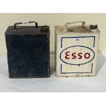 Two vintage Esso petrol cans