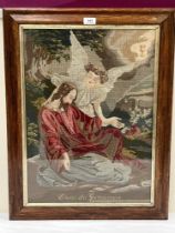 A 19th century Berlin woolwork, Christ in Gethsemane. Rosewood framed. The work 24" x 17".