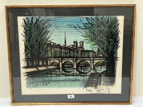 AFTER BERNARD BUFFET. FRENCH 1928-1999 Le Pont De Paris. Lithograph 17½" x 22½".