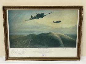 An aeronautical print after Mark Postlethwaite, R6644 The Invisible Thread. Signed by crew