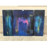 CONTEMPORARY SCHOOL. An abstract triptych. Acrylic on canvas 16" x 20".