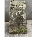 A limestone staddle stone base. 18" high