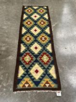 A Maimana Kilim runner. 2.05m x 0.62m