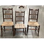 Three 'Lancashire' spindle back chairs.
