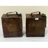 Two vintage petrol cans - Shell Motor Spirit and National Benzole Mixture