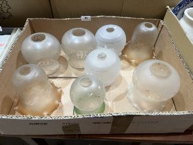 Eight glass lampshades