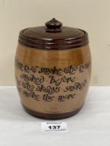 A Royal Doulton stoneware tobacco jar and cover. Marked to base J.McD + S Co, Boston. c.1950. 5¼"