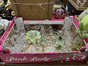A box of Victorian and later glassware.