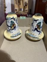 A pair of vases decorated with kingfishers. 5½".