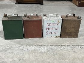 Four vintage petrol cans.