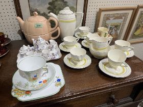 An Art Deco Wedgwood coffee service, Royal Doulton and other ceramics.