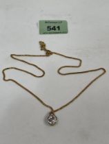 A 9ct white stone pendant and necklet chain. 10g gross.