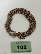 A 9ct double chain link bracelet. 27g.