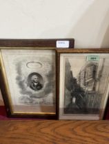 Two oak framed engravings.