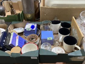 Two boxes of ceramics and glassware.