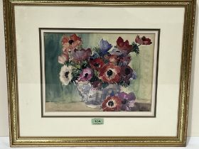 MARJORIE E. BORTHWICK. BRITISH 20TH CENTURY. Still life of poppies in a vase. Signed and dated 1938.