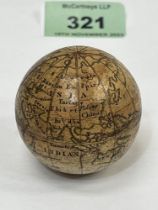 A 19th century miniature pocket terrestial globe. 42mm.