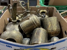 A box of Islamic brassware