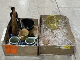 Two boxes of ceramics and glassware.