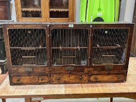 An early Victorian mahogany mural finch cage. 42"w x 22"h.