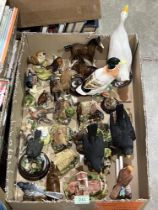 A box of small ceramics to include Beswick, Lilliput Lane etc.