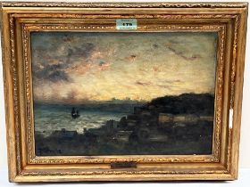 GEORGE BOYLE. BRITISH 1842 - 1930. Dorset Coast. Signed. Oil on panel. 10" x 14".