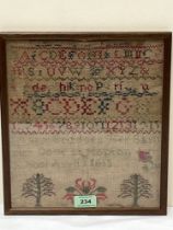 A George III needlework sampler worked by Mary Beddoes done at Hopton School April 1815; with