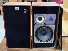 A pair of Wharfedale Linton XP2 loudspeakers. Cones and voice coils appear in good condition but not