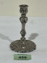 A 19th century cast white metal taperstick. Apparently unmarked. 4¼" high. 4ozs 10dwts.