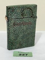 A late 19th century shagreen card case. 3¾" high.