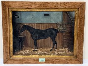 A.C DUGGAN. BRITISH 19TH/20TH CENTURY. A horse in a stable. Dated 1902. Oil on canvas. 11" x 15".